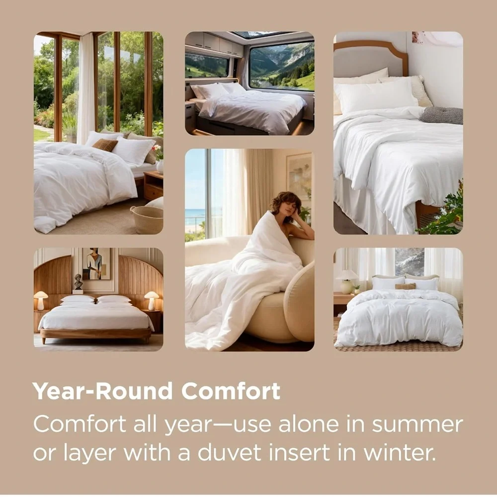 Bedsure White Duvet Cover Queen Size - Soft Double Brushed Bedding Set 90x90